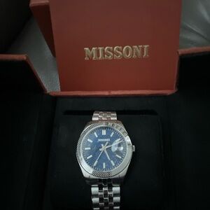 Missoni Blue Dial Silver Bracelet Watch